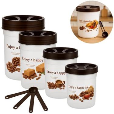 Imagem de Conjunto 12 Potes Com Tampa e Medidor Café Para Mantimentos - Clink