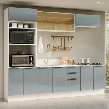 Imagem de Armário De Cozinha Completa 270 Cm Branco/cinza Lux Madesa 06 Branco/cinza