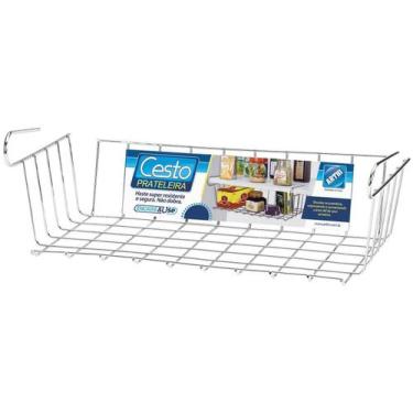 Imagem de Cesto Prateleira 48 Cm Aramado Armário Organizador Aço Cromado - ARTHI