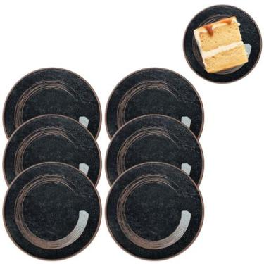Imagem de 6 Pratos Melamina Oriental Preto 18cm Restaurante Japones - Bm36