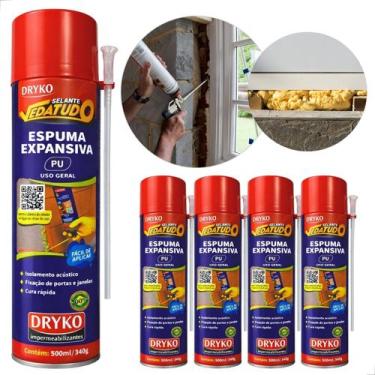 Imagem de Kit 5 Espuma Expansiva Veda Porta e Janela Vedatudo - 500ml/340g DRYKO