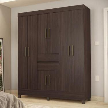 Imagem de Guarda Roupa Casal 8 Portas 2 Gavetas com Pés Munique Demóbile, Café/T