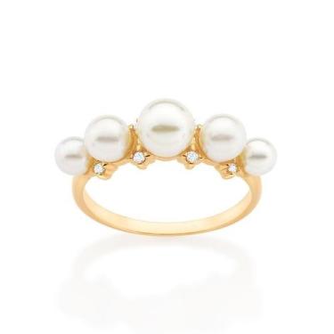 Imagem de Anel Rommanel Folheado a Ouro com Pérolas e Zircônias 513269, 20, Dour