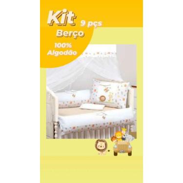 Imagem de Kit berço  9 peças  100% algodão  cor  bege - Mais Moda Baby e kids 