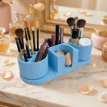 Imagem de Organizador Porta Maquiagem Colorido Pincéis Multifuncional Giratório 