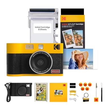 Imagem de Câmera Instantânea KODAK Mini Shot 2 Era 4PASS, Impressora Fotográfica, 2 em 1, 8 Folhas Iniciais + 60 Folhas, Acessórios, Amarelo