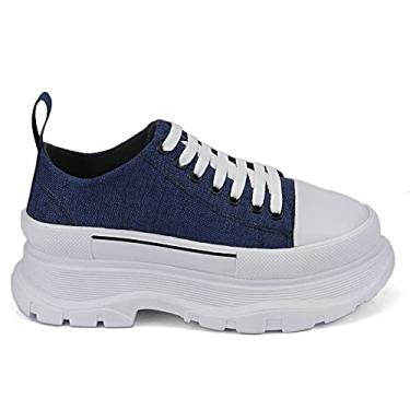 Imagem de Tênis Feminino Plataforma GuGi Sneaker Sola Alta Sophia 620-GG;Cor:Azul;Tamanho:36