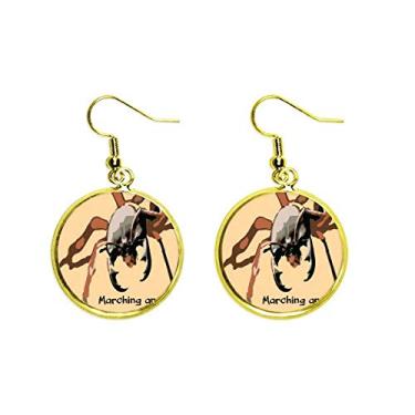 Imagem de River Marching Ants Art Déco Presente Moda Orelha Pendente Dourado Brinco Joia Mulher, Metal