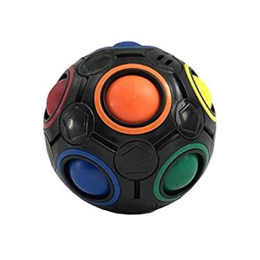 Imagem de Bola de quebra-cabeça Rainbow Magic Ball Cube Fidget Sensorial Ball Jogos de Charadas para Crianças e Adultos Alívio de Estresse (Preto, Tamanho único)