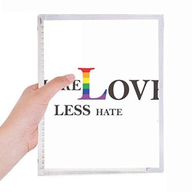 Imagem de LGBT Caderno com bandeira de arco-íris mais amor menos ódio folha solta diário recarregável artigos de papelaria