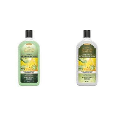 Imagem de Kit Tio Nacho Shampoo + Condicionador Reconstrutor Total com Aloe Vera 100% Orgânico, Oferece um Tratamento Reparador Intenso para Cabelos Danificados, Hidrata e Controla o Frizz do Cabelo, 415ml