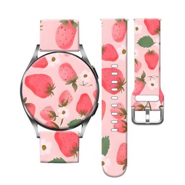 Imagem de Pulseira esportiva compatível com Galaxy Watch 6/5/4/5 Pro/4e 6 Classic/3 (41 mm) /Active 2e 1, mulheres e homens, linda pulseira de silicone rosa morango de 20 mm para Galaxy Watch de 40 mm, 41 mm,