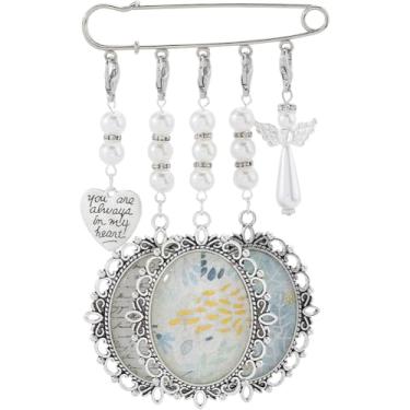 Imagem de SUNNYCLUE 1 caixa de pingentes de buquê de casamento prata memorial foto pingente de noiva personalizado vidro oval imagem cabochão broche pino anjo coração berloques kits para noiva noivo festa de