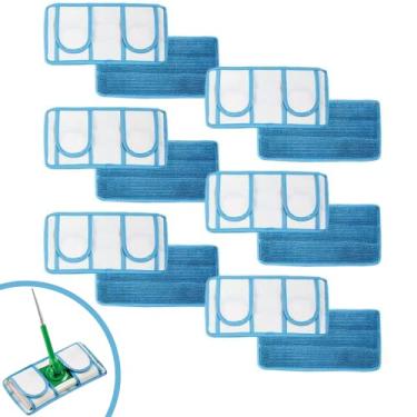Imagem de Pacote com 6 – Compatível com varredor de pancada, almofadas de microfibra reutilizáveis laváveis – reutilizáveis – duráveis – Funciona com cabeças Swiffer e ReadyMop.