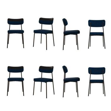 Imagem de Kit com 8 Cadeiras para Sala de Jantar Mona Yescasa Azul Corriente /Preto