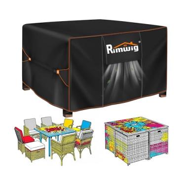 Imagem de Rimwig Capa Para Conjunto De Móveis De Pátio À Prova D'Água, Capas Quadradas Para Mesa E Cadeira Ao Ar Livre, Capas Para Conjunto De Jardim De Vime Resistente Às Intempéries, 60" C X 60" L X 28" A,