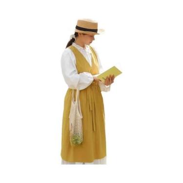 Imagem de Avental De Cozinha Feminino De Verão De Algodão Com Decote Em V Bolso 