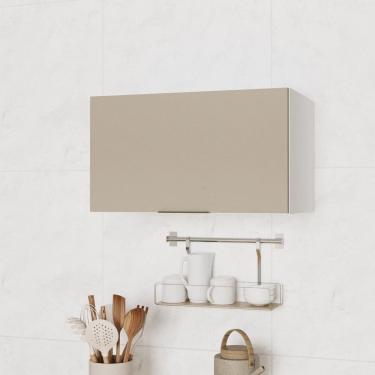 Imagem de Armário Aéreo 1 Porta Basculante 60cm Ipanema Cabecasa Madeiramadeira Cinza Trama/Branco