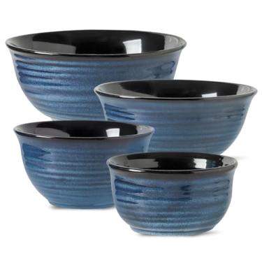 Imagem de Hasense Conjunto de tigelas de mistura, tigelas grandes de salada de porcelana para cozinhar, assar, preparar, servir, pratos azuis para presente de inauguração de casa, seguro para micro-ondas