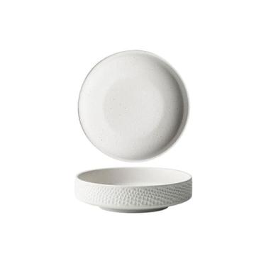 Imagem de Prato de serviço criativo prato de cerâmica imitação de grão de mármore prato de jantar alto doméstico prato de sopa fosco retrô (A)