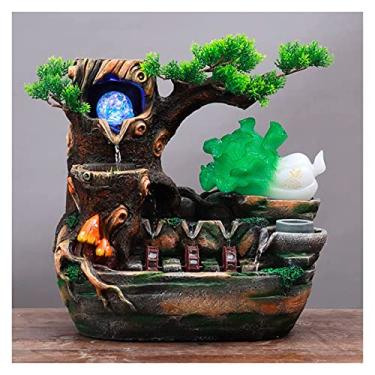 Imagem de Fonte de água Ornamento de mesa Fonte de mesa Interior Jade Repolho Feng Shui Fonte de Roda - Som de Água Calmante e Relaxante - Ótimo Presente para Casa ou Escritório Espaço Zen Meditação Artesanato