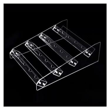 Imagem de Suporte de exibição de cigarro de acrílico de 4 níveis - Economia de espaço, design escalonado para supermercados e lojas de conveniência - Organizador de bancada durável e elegante para fácil acesso