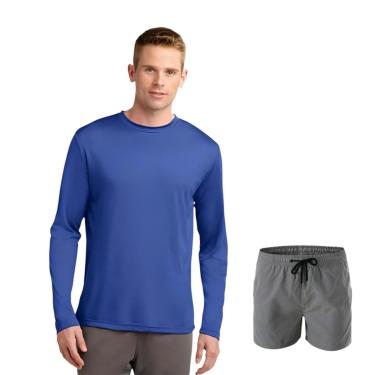 Imagem de Kit Shorts Bermuda TACTEL + Camiseta Academia MASCULINO MANGA LONGA PROTEÇÃO UV SOLAR 733-Masculino