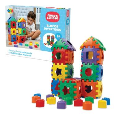 Imagem de Blocos de Montar Educativos – Kit 52 Peças Coloridas para Crianças | Criatividade e Coordenação Motora