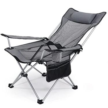 Imagem de Cadeira de acampamento, cadeira reclinável, leve, resistente ao desgaste, cadeira de praia de lazer, fácil de transportar com suporte para copos, espreguiçadeira de almoço de escritório com apoio para