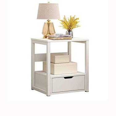 Imagem de Prateleira de cabeceira moderna com 1 gaveta, mesa de centro, móveis de quarto, mesa lateral de madeira