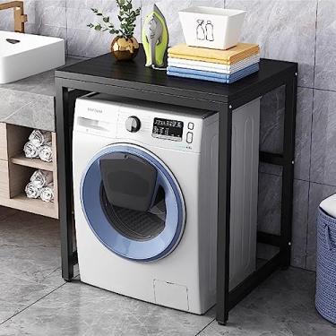 Imagem de Prateleira para máquina de lavar que economiza espaço - pés antiderrapantes ajustáveis, rack organizador de banheiro de cozinha pequena - independente sobre a unidade de prateleira para máquina de l