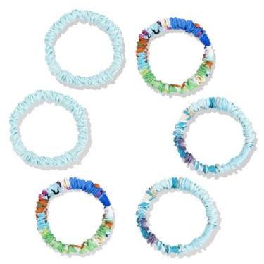 Imagem de Byitre 6 peças de laços de cabelo 100% seda natural – elásticos suaves sem danos para cabelos finos e encaracolados, corda de cabelo de cetim luxuoso para dormir ou presente para amigos (combinação 3)