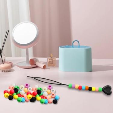 Imagem de 50 peças de decoração de contas de cabelo, contas de cabelo de silicone, contas coloridas de borracha com fio de cabelo, caixa de plástico, contas para mulheres, acessórios de cabelo