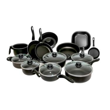 Imagem de Conjunto Panelas 13 Peças Antiaderente Tampa Vidro(Preto)