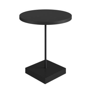 Imagem de Mesa Lateral Redonda Artesano 45 Cm (larg) Tampo E Base Mdp Preto C/ Tubo Metálico Aço Carbono Preto