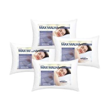 Imagem de Travesseiro Fibras Siliconadas Max Malha Kit C/ 4 Un 50x70 - Ortobom