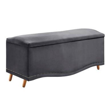 Imagem de Calçadeira Sapateira Baú Holanda 90cm De Largura Veludo Star Confort Cinza Chumbo