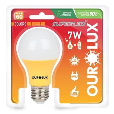Imagem de Lâmpada Led S60 Bulbo Colors 7 Watts Bivolt Amarelo - OUROLUX - OUROLU
