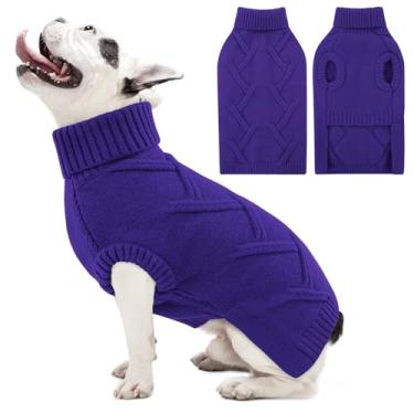 Imagem de Queenmore Suéter de Natal para cães pequenos masculino feminino pulôver de gola rolê quente suéter de tricô para dachshund buldogue cachorro suéter de Natal sem mangas cachorro inverno roupas de