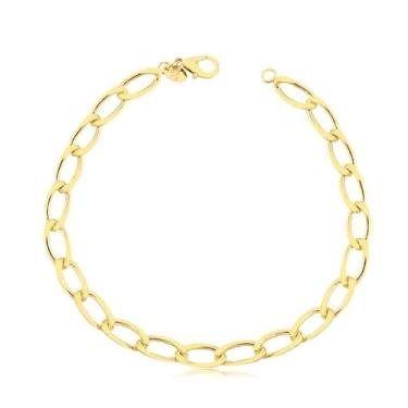 Imagem de Pulseira Masculina Elos Alongados Grandes Folheada A Ouro