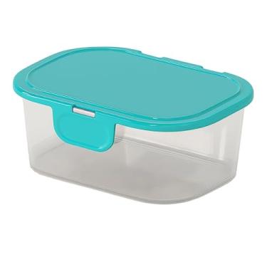 Imagem de Porta Alimentos Multiuso Com Tampa Fixa 1000ml Pote Retangular Organizador Cozinha Resistente (Azul)