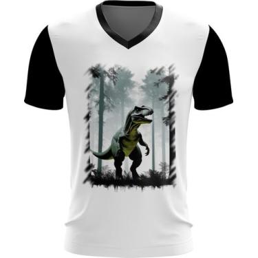 Imagem de Camiseta Gola V T-Rex Tiranossauro Dinossauro Jurássico 3 - Kasubeck S
