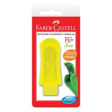 Imagem de Apontador com Depósito e Borracha FC Mix Amarelo - Faber-Castell