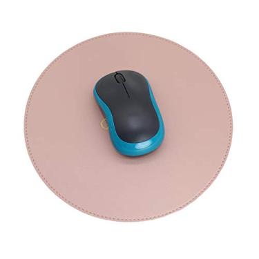 Imagem de Tapete de mouse redondo 220x220x2mm, tapete de mouse para jogos de couro PU GUBEE antiderrapante, à prova d'água, design de mouse macio para escritório, casa e viagens (rosa)