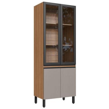 Imagem de Paneleiro 4 Portas 3 Prateleiras com Vidro Montana/Fumê/Grafite - Quiditá Móveis