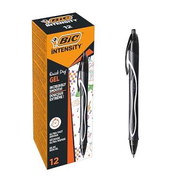 Imagem de BIC Canetas esferográficas Gel-ocity de secagem rápida, ponta média (0,7 mm) e tinta preta de secagem rápida, caixa com 12