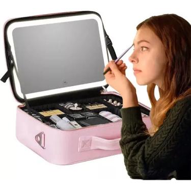 Imagem de Estojo De Maquiagem Infantil Barato Full Mirror Luminous Mirror Travel Cosmetic Bag