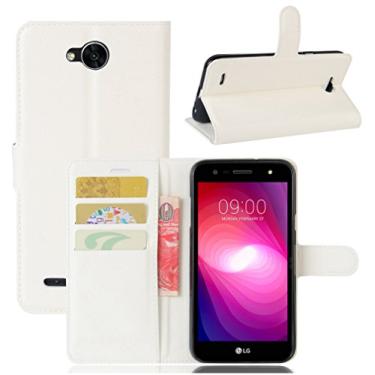 Imagem de Capa para LG X Power2, capa carteira flip de couro PU premium com compartimento para cartão, suporte e fecho magnético [capa interna à prova de choque de TPU] Compatível com LG X Power2
