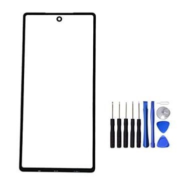 Imagem de UPONEW Para Google Pixel 7 Pro GE2AE GP4BC GE2ae Tela frontal preta painel de vidro externo substituição de lente com ferramenta de abertura (não LCD e não digitalizador)