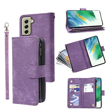 Imagem de Capa carteira compatível com Samsung Galaxy S22 Plus 5G e suporte para cartão de crédito de couro vintage premium para Gaxaly S22+5G Galaxies S22plus 22S + S 22 22+ G5 mulheres homens roxo